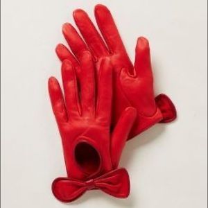 NEW Red Bow leather gloves Anthropologie